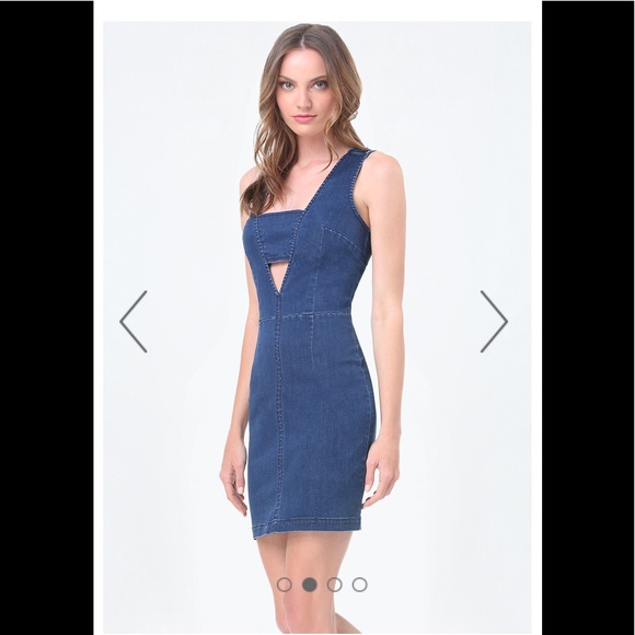 bebe Dresses & Skirts - Bebe cut out denim dress